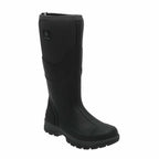 Black rubber boot on a white background