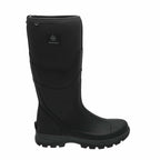 Black rubber boot on a white background