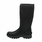 Black rubber boot on a white background