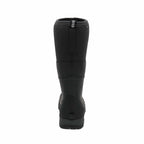 Black rubber boot on a white background