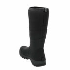 Black rubber boot on a white background