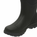 Black rubber boot on a white background