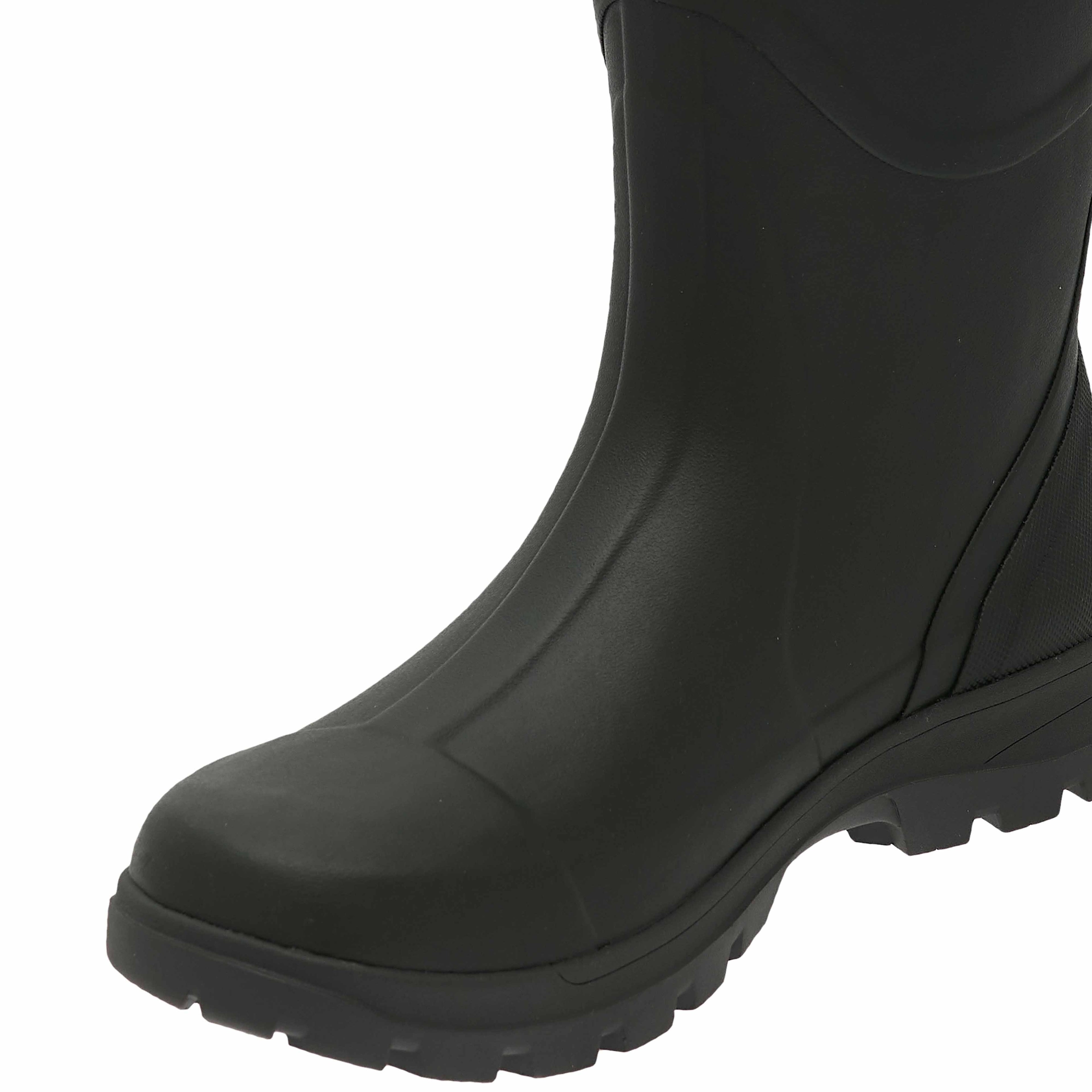 Black rubber boot on a white background