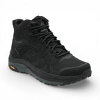 Black hiking boot on a white background