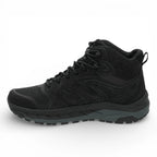 Black hiking boot on a white background