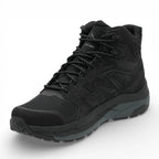 Black hiking boot on a white background