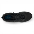Black hiking boot with visible brand logo on a white background