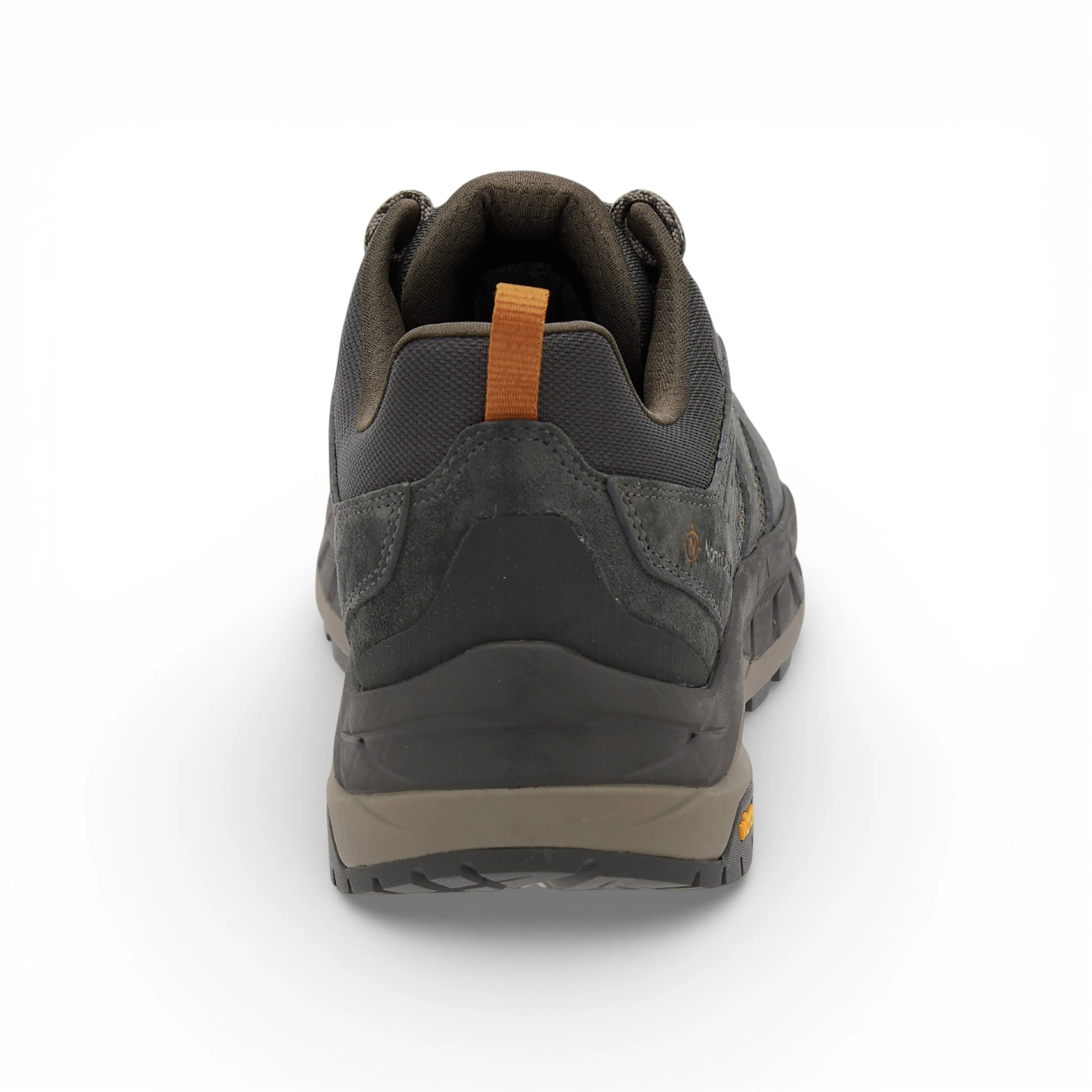 Brown hiking shoe on a white background