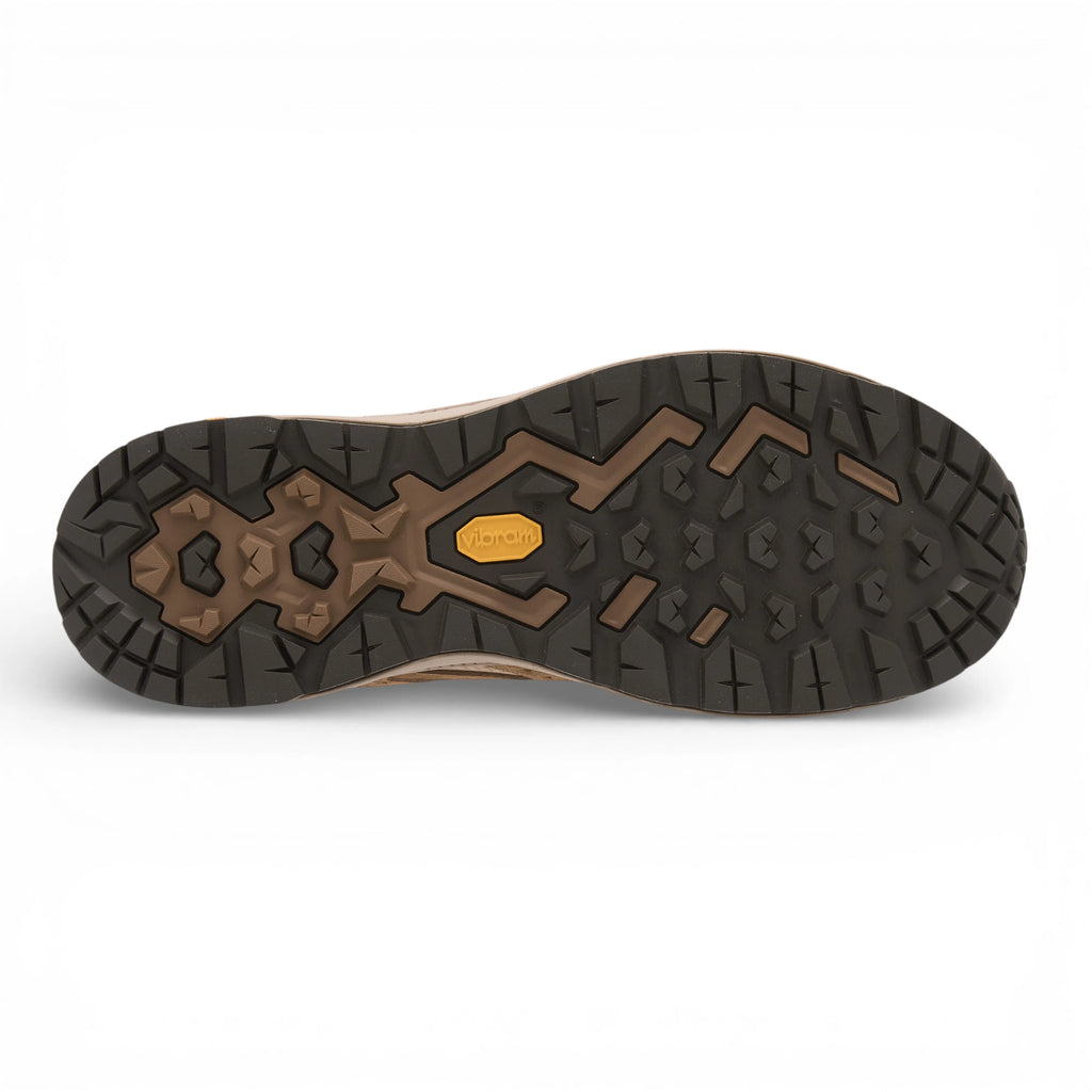 Close-up of a shoe sole with tread pattern on a white background