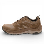 Brown hiking shoe on a white background