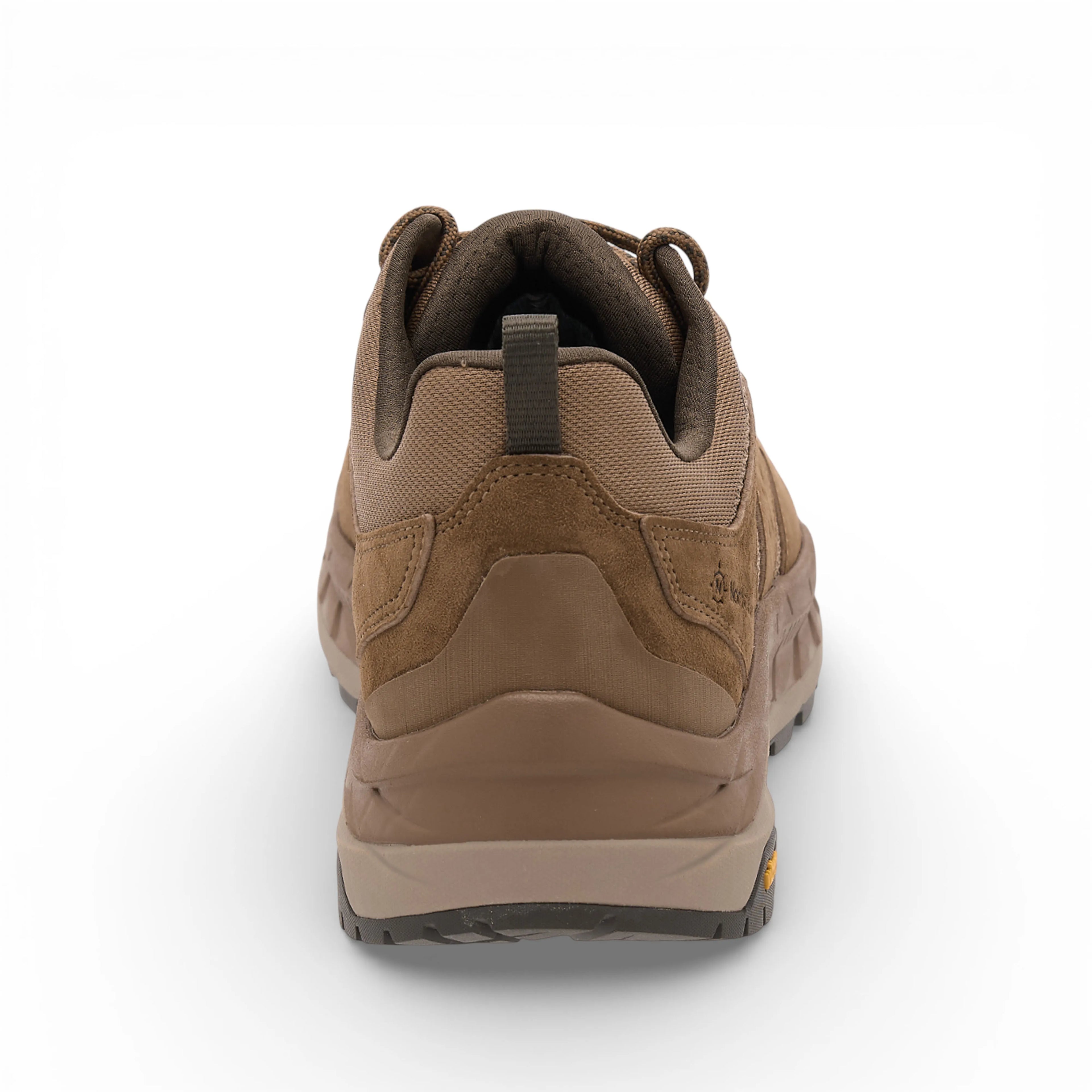 Brown hiking shoe on a white background