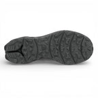 Black shoe sole with tread pattern on a white background