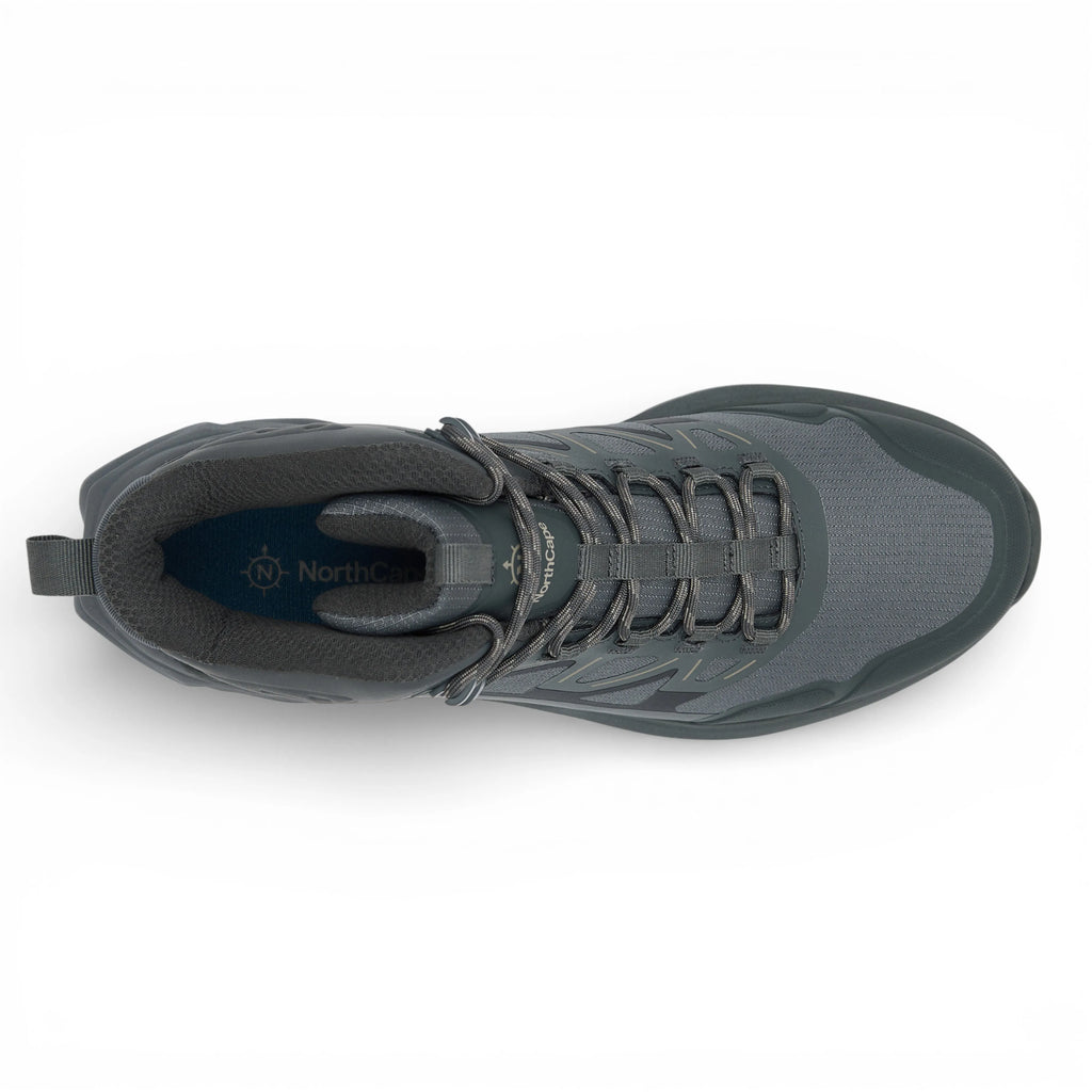 Gray hiking boot on a white background