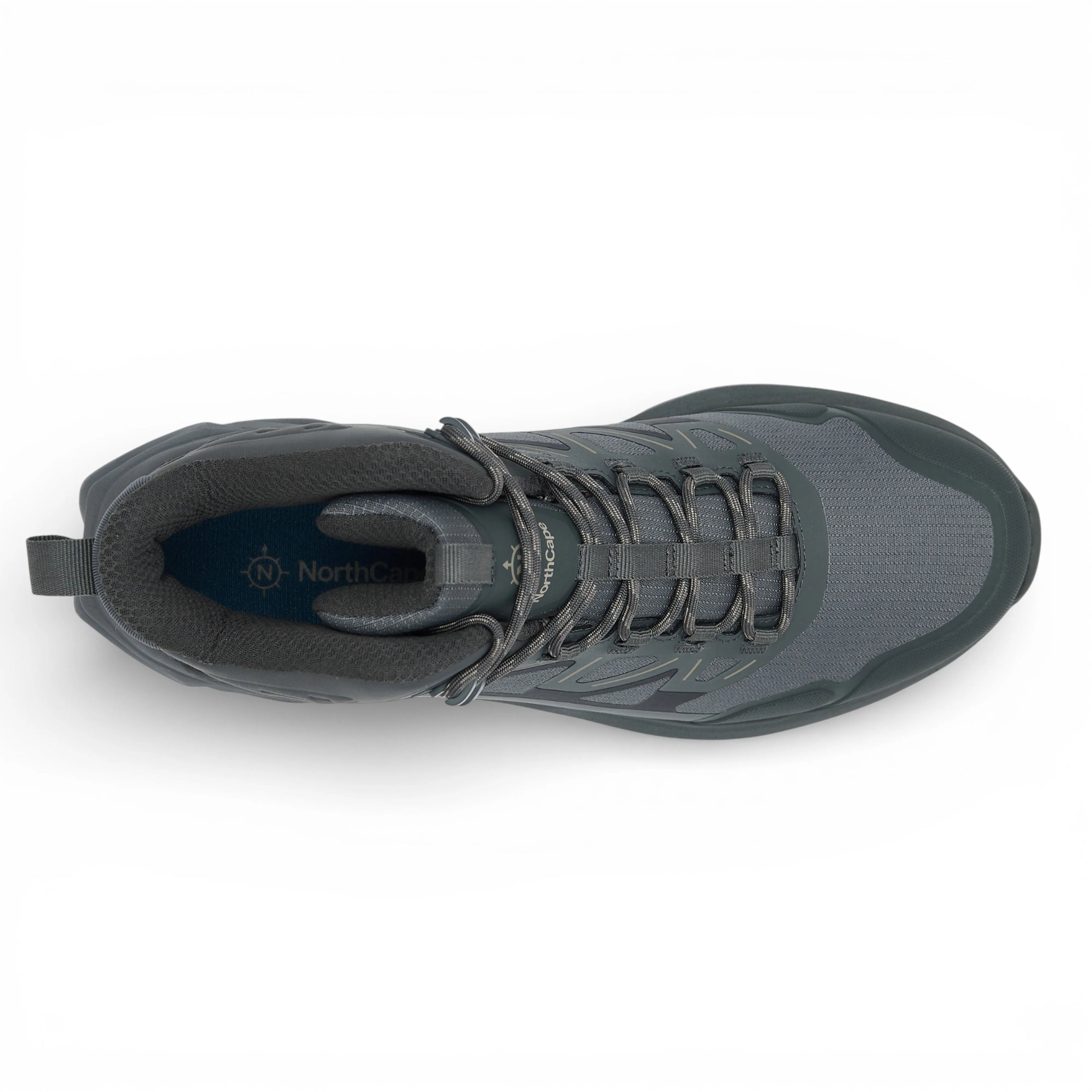 Gray hiking boot on a white background