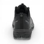 Black hiking shoe with brand logo on a white background