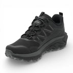 Black hiking shoe on a white background