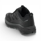 Black hiking shoe on a white background