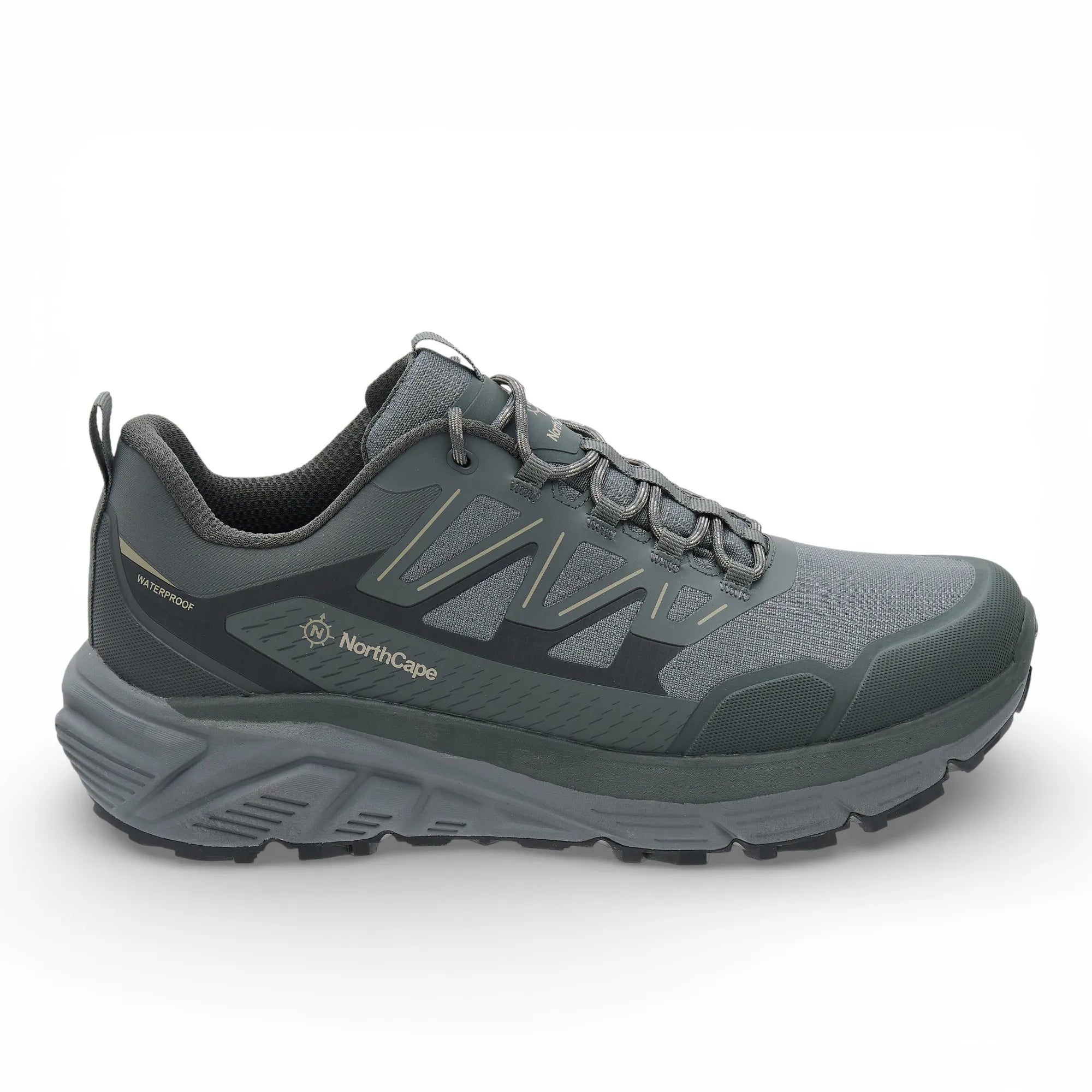 Gray hiking shoe with 'NorthCape' branding on a white background