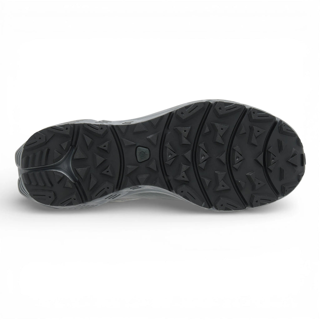 Black sole of a shoe with tread pattern on a white background