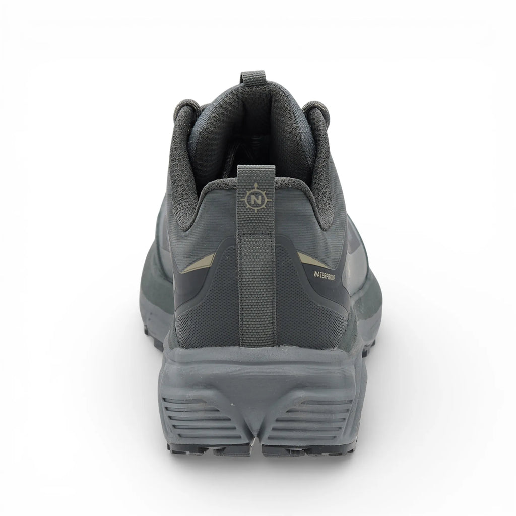 Gray hiking boot on a white background