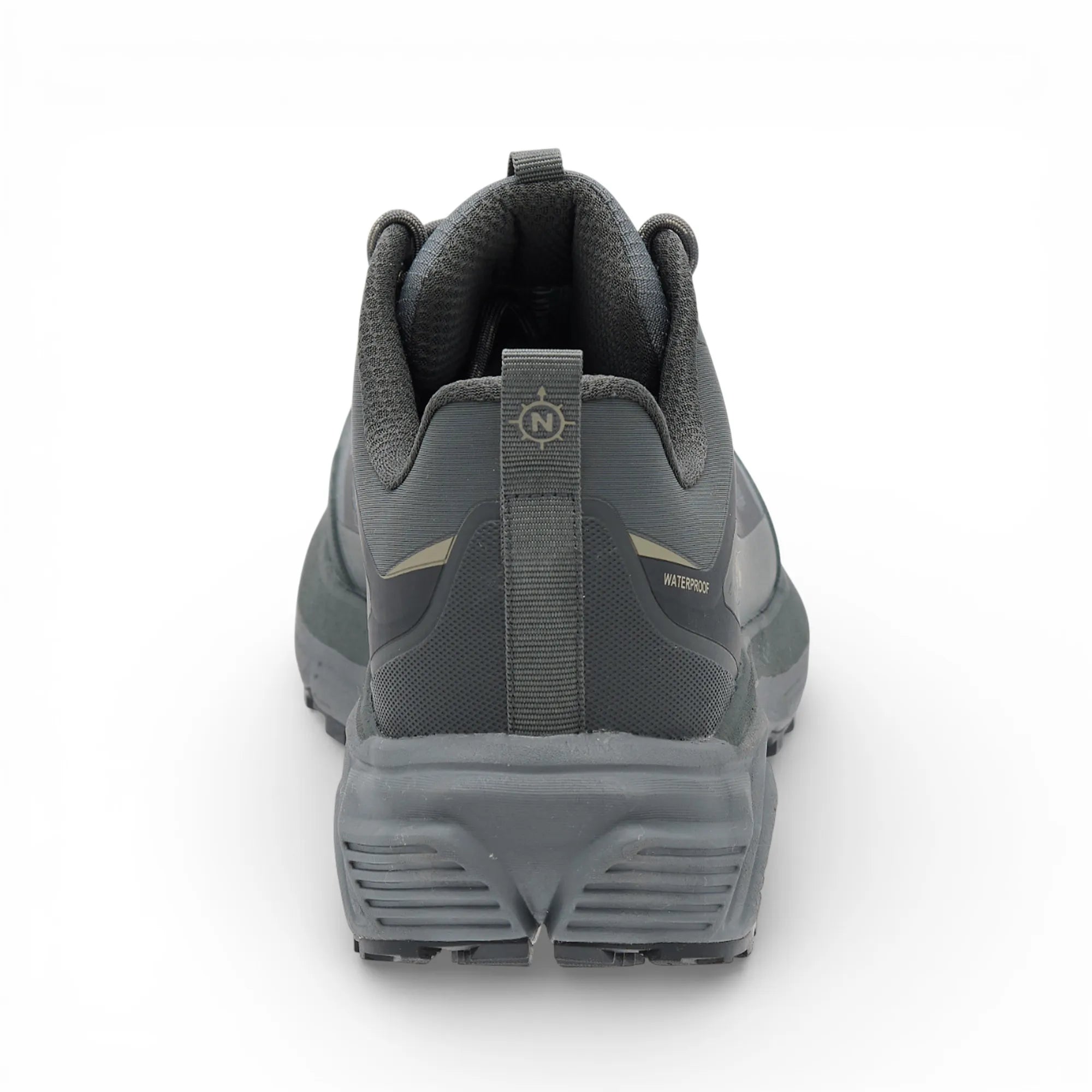 Gray hiking boot on a white background