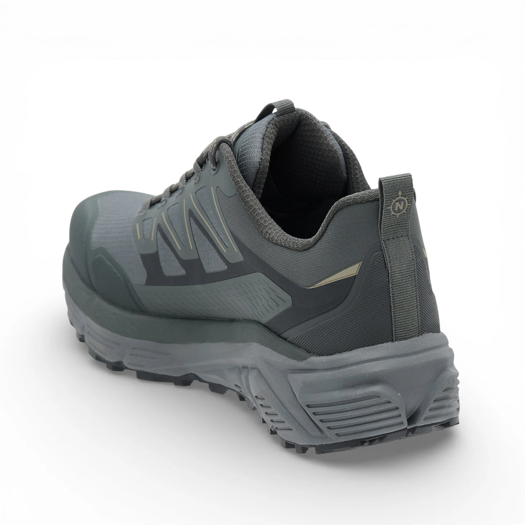 Gray athletic shoe on a white background