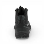 Black hiking boot with visible brand logo on a white background