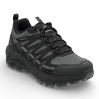 Black sneaker with logo on a white background