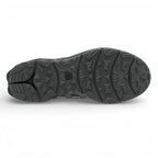 Black shoe sole with tread pattern on a white background