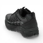 Black sneaker with logo on a white background