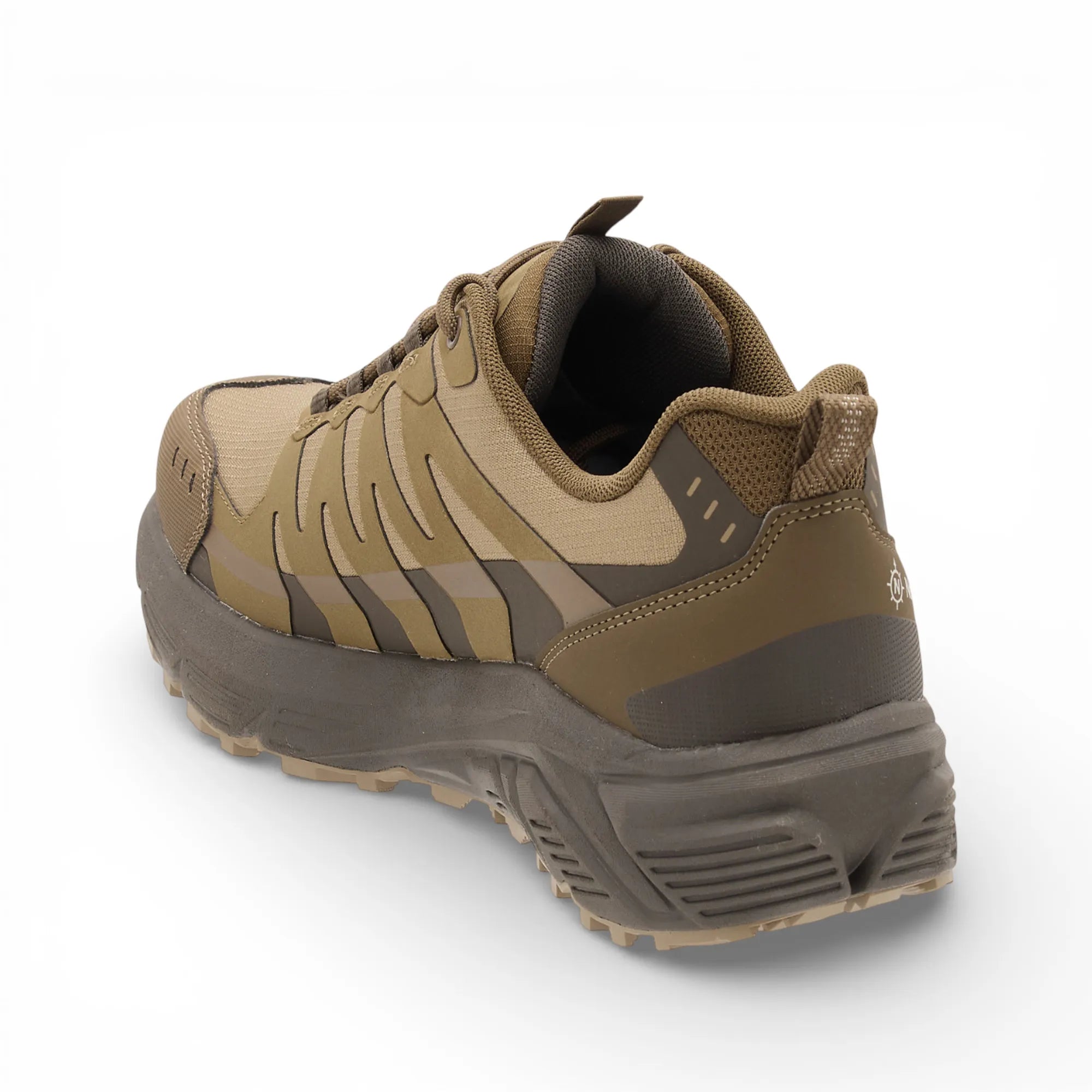 Brown and beige sneaker on a white background