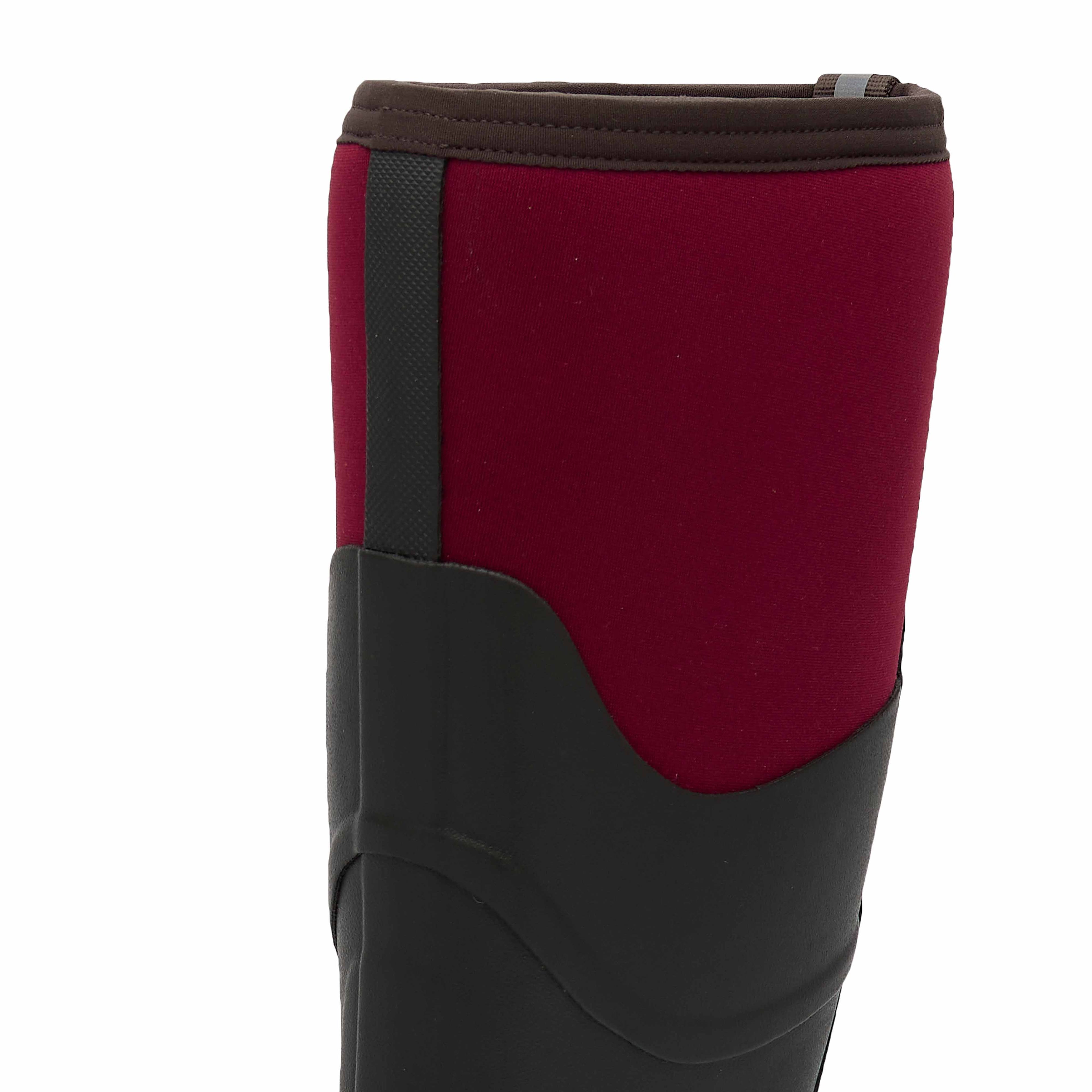 Black and red rubber boot on a white background