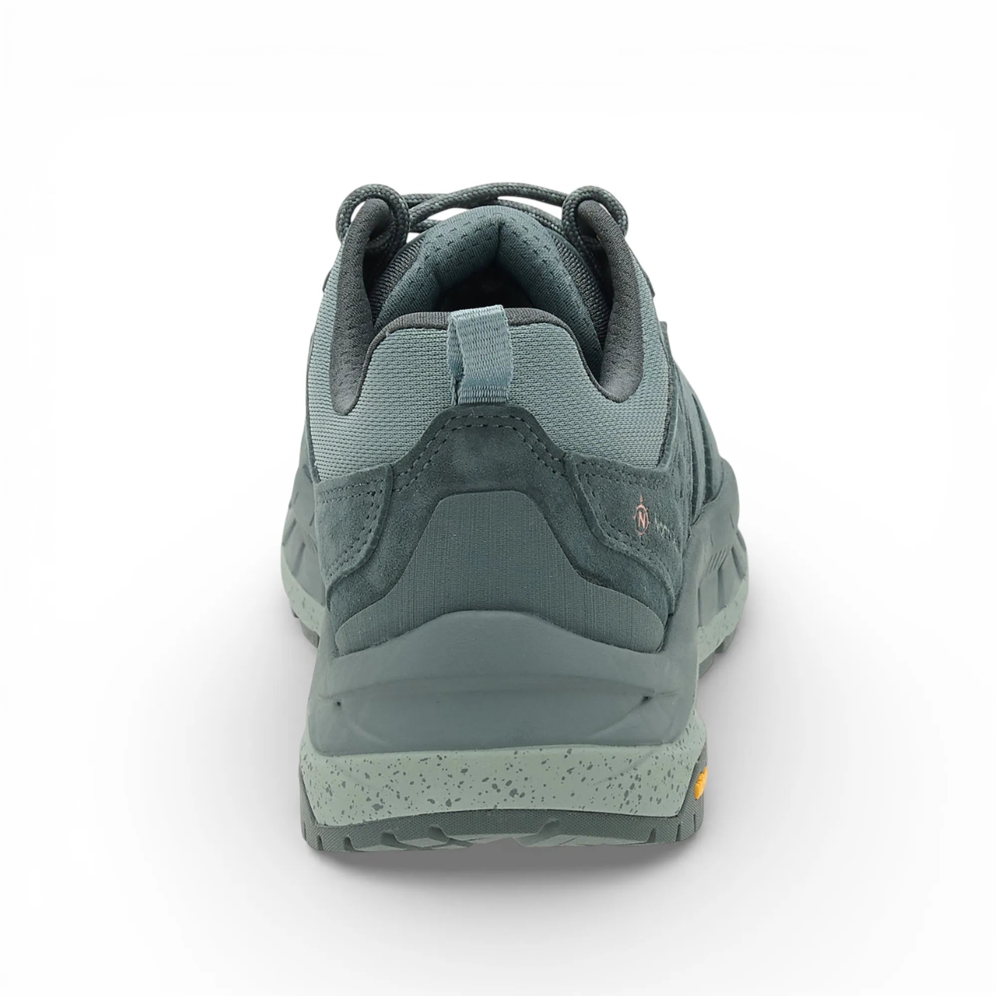 Green hiking shoe on a white background