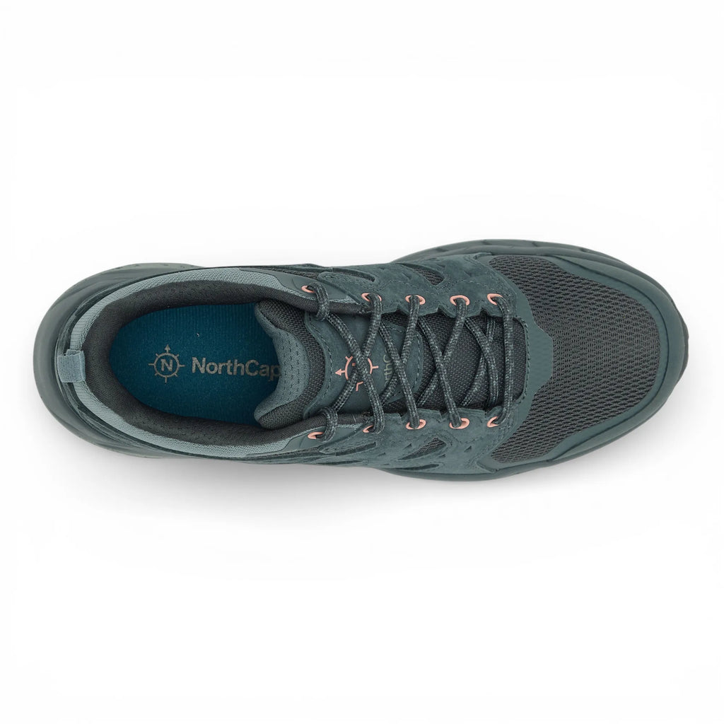 Green hiking shoe with 'NorthCape' branding on a white background