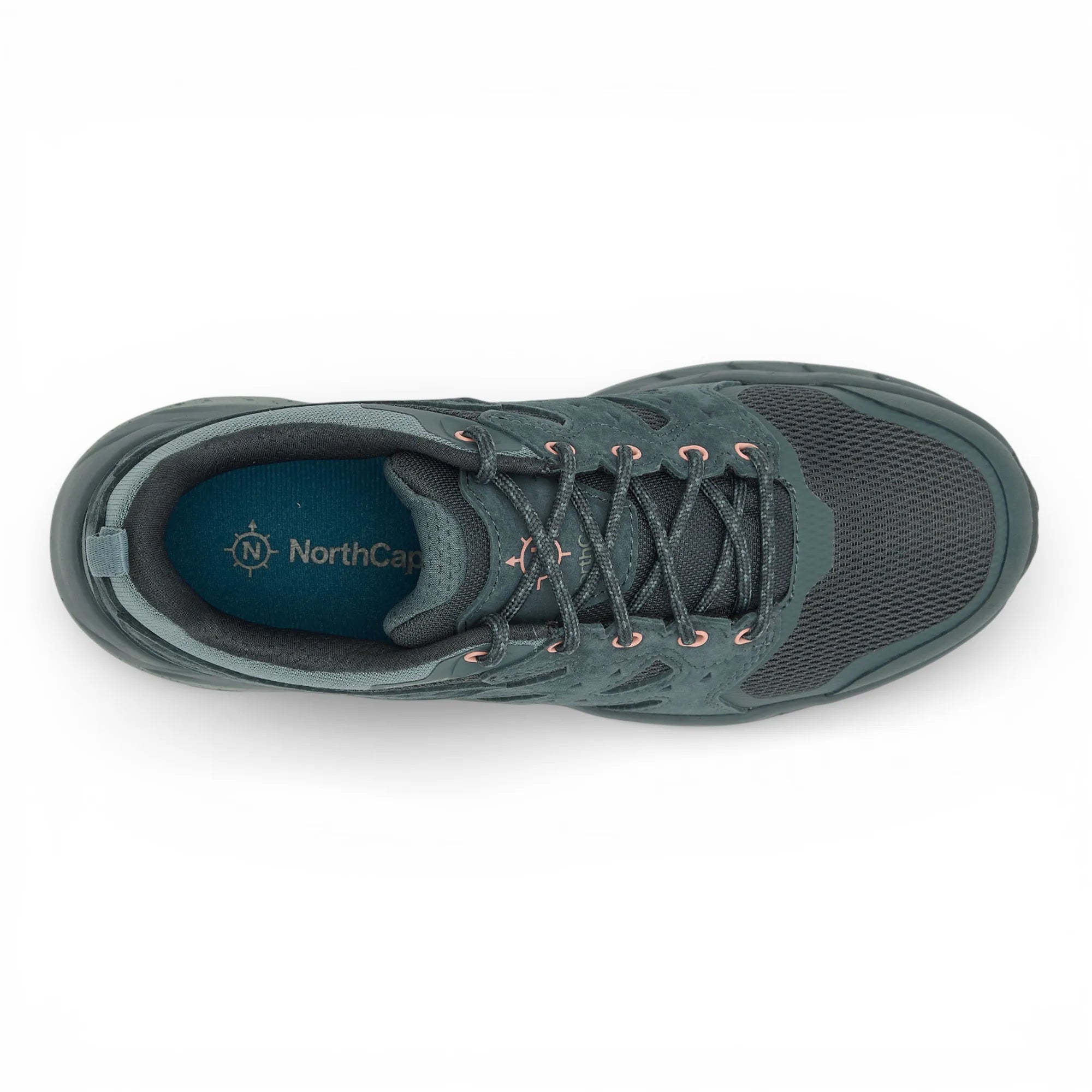 Green hiking shoe with 'NorthCape' branding on a white background