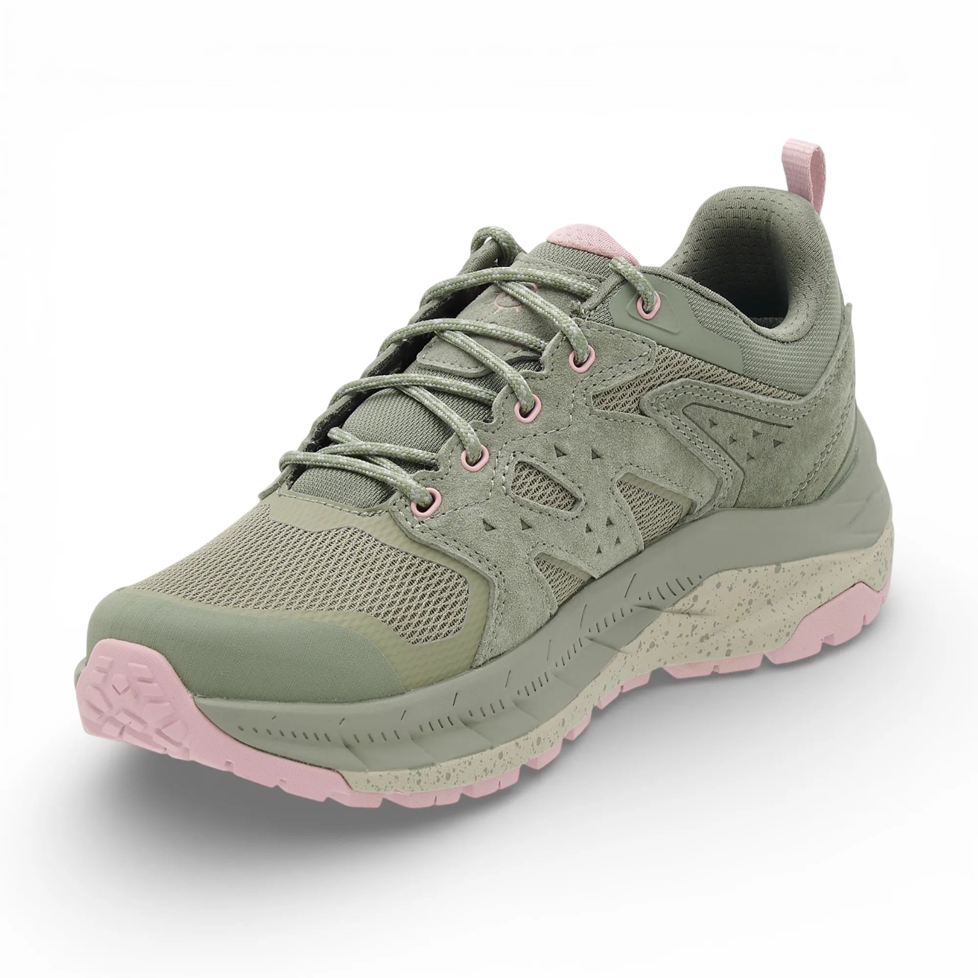Green and pink sneaker on a white background