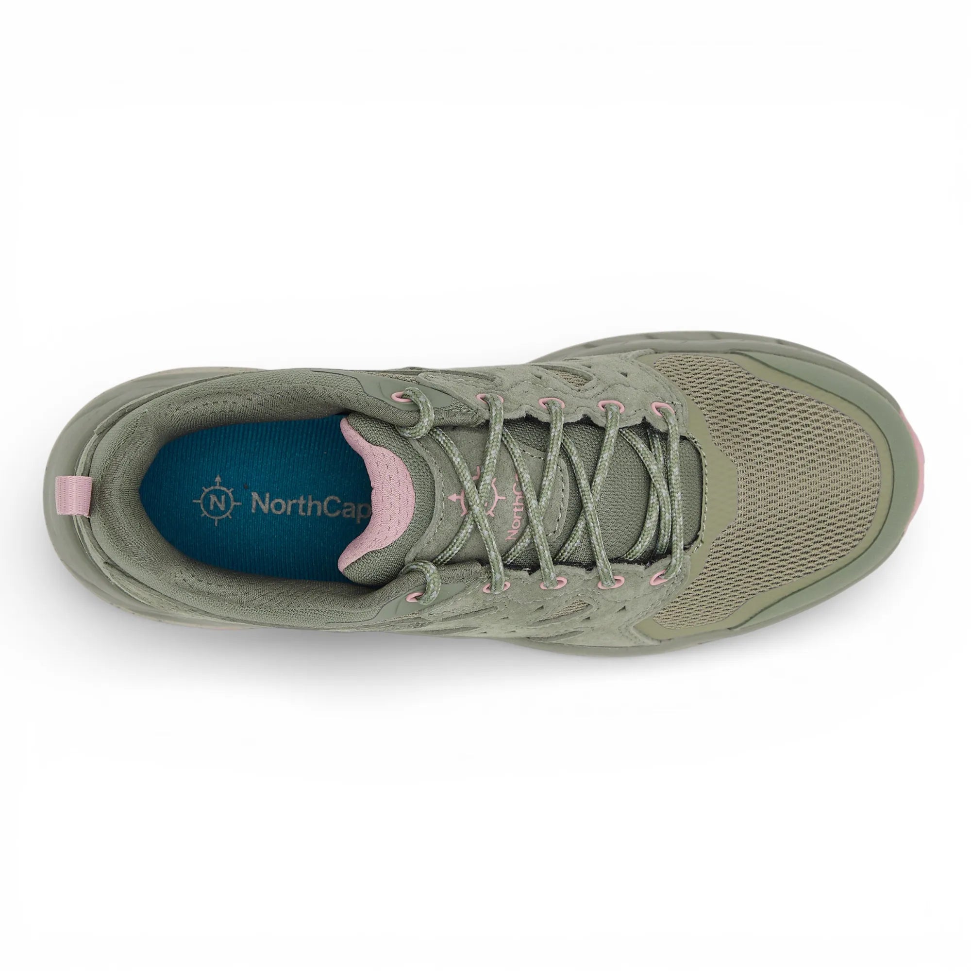 Green and pink sneaker on a white background