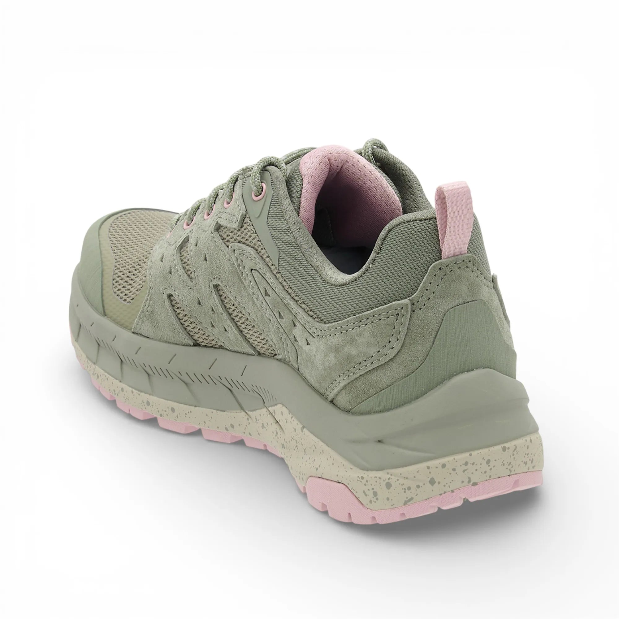 Green and pink sneaker on a white background