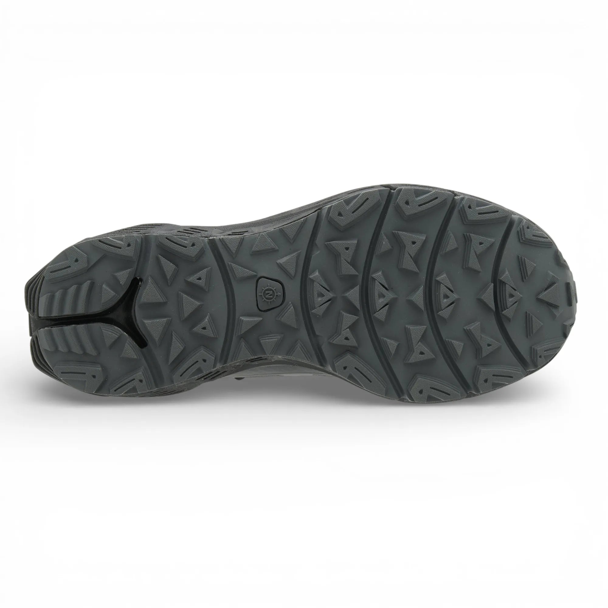 Black sole of a shoe with tread pattern on a white background