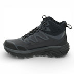 Black hiking boot on a white background