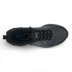 Black hiking boot on a white background