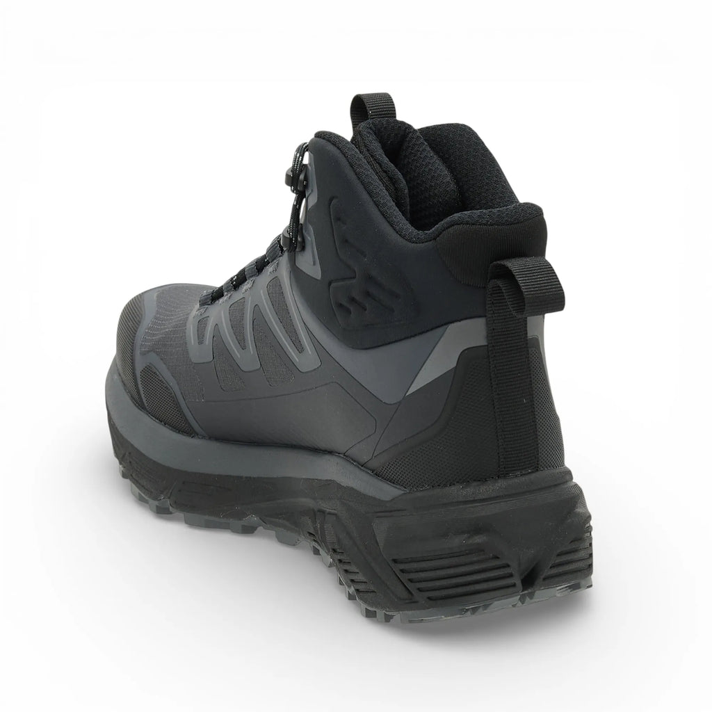 Black and gray high-top sneaker on a white background