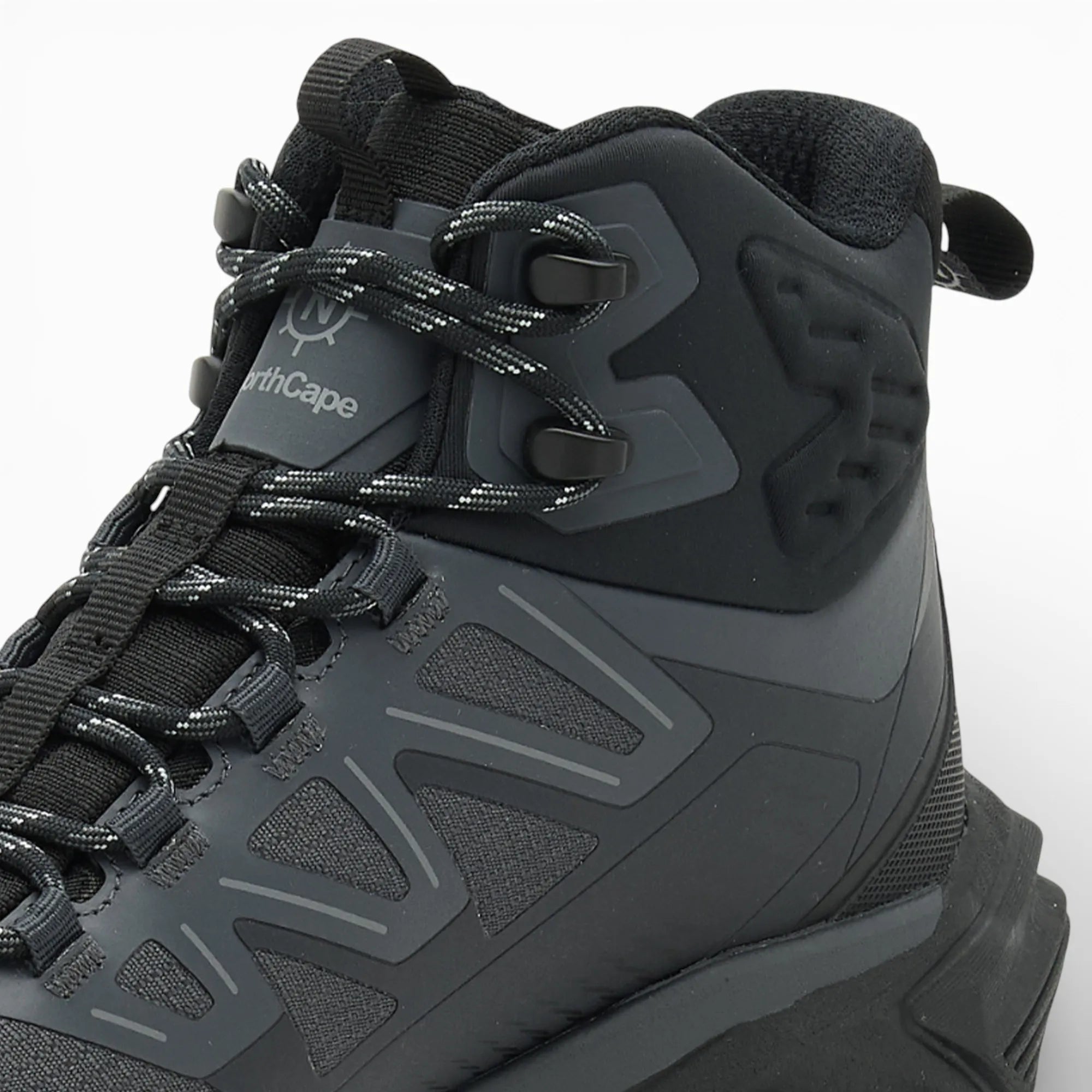 Black and gray boot with visible brand logo on a white background