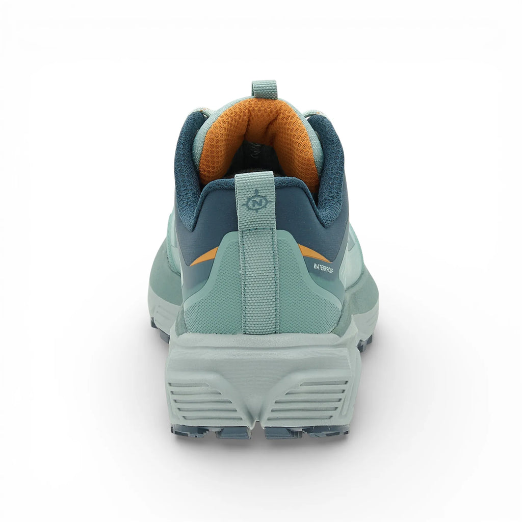 Green hiking shoe with 'North Cape' branding on a white background