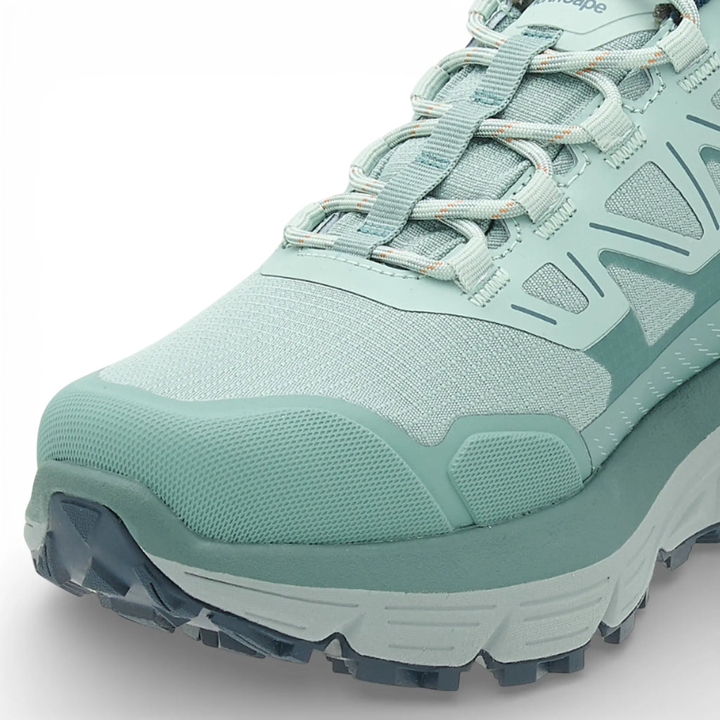 Green hiking shoe with 'NorthCape' branding on a white background