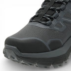 Black hiking shoe with visible brand logo on a white background