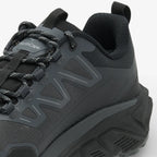 Black hiking shoe with visible brand logo on a white background