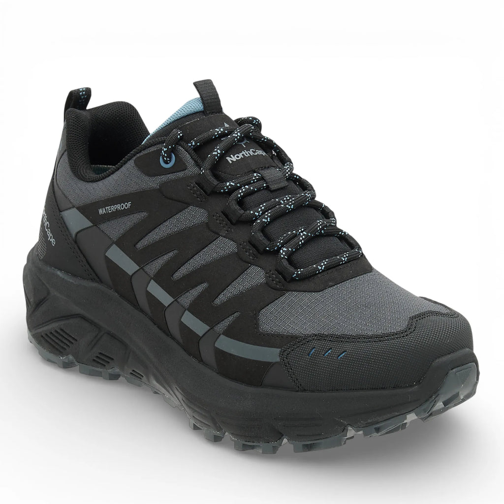 Black and gray hiking shoe with 'NorthCape' branding on a white background