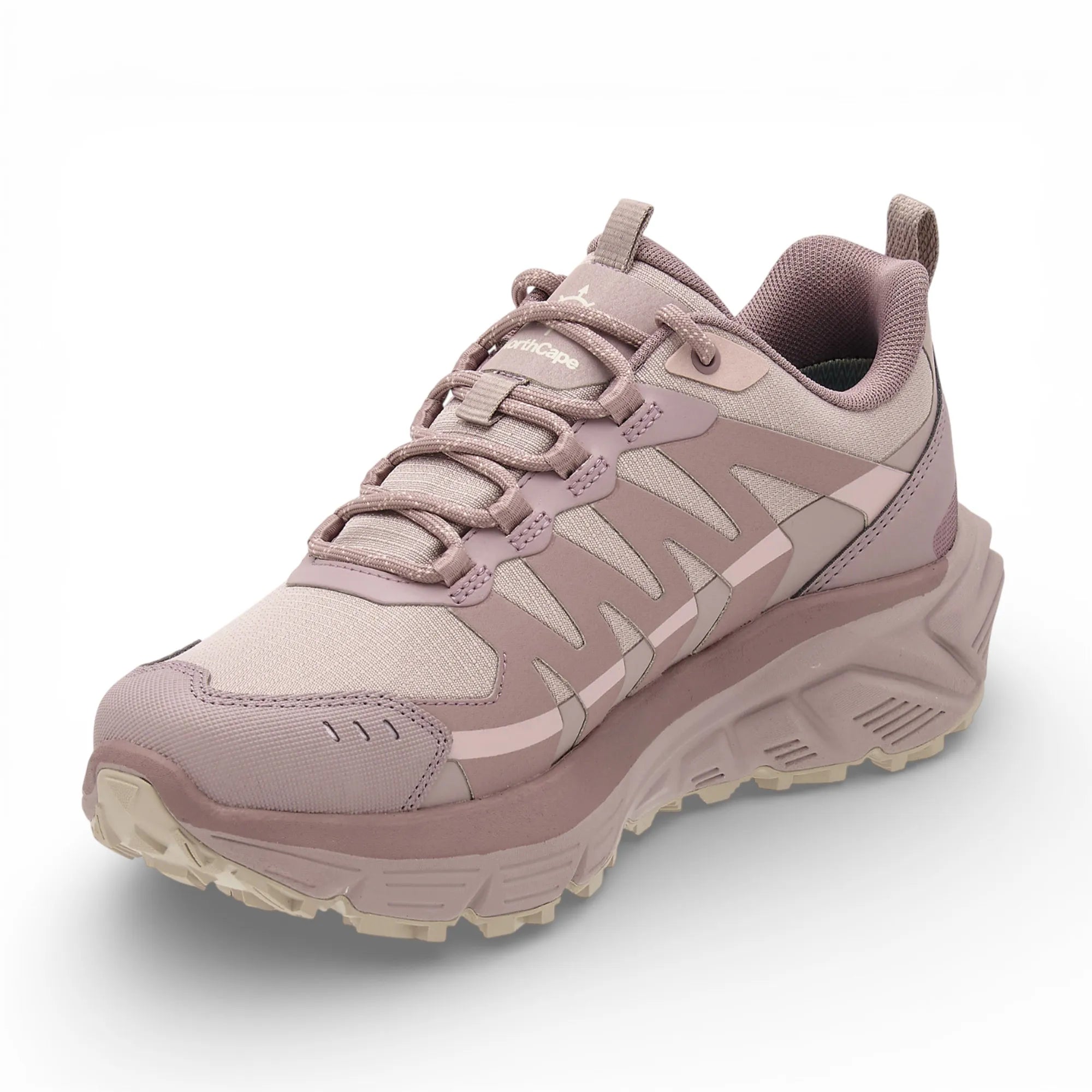 Pink hiking shoe with 'NorthCape' branding on a white background