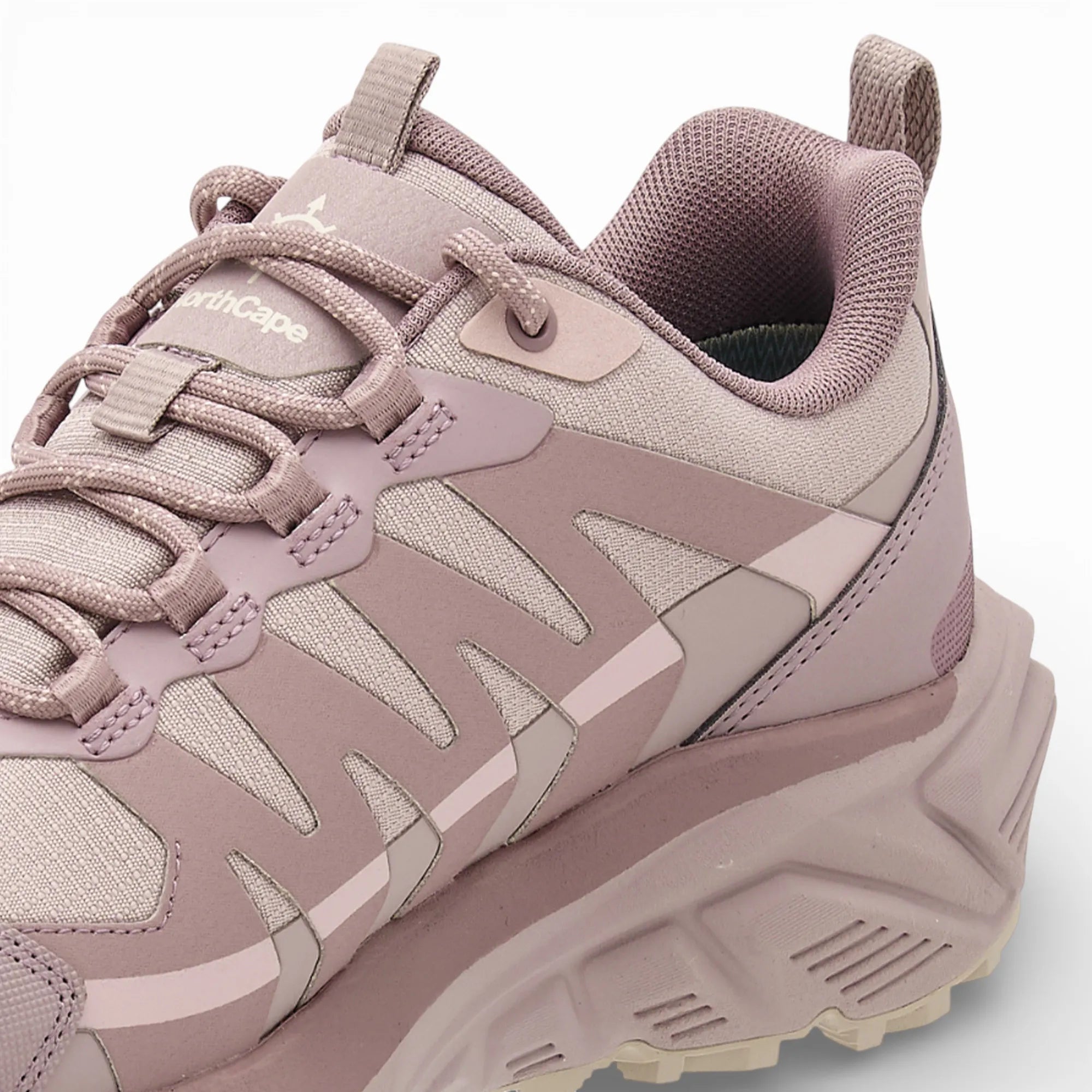 Pink hiking shoe with 'NorthCape' branding on a white background
